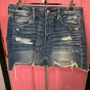 American Eagle Outfitters Blue Mini Skirt Casual Distressed